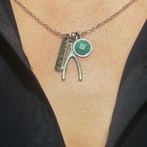 NWT Lucky Wishbone Charm Pendant Necklace 12"